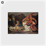 アートポストカード-Cupid and Psyche - Palace Green Murals - Psyche receiving the Casket from Proserpine - エドワード バーン ジョーンズ Postcard.