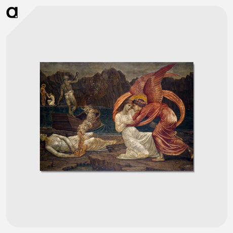 アートポストカード-Cupid and Psyche - Palace Green Murals - Psyche receiving the Casket from Proserpine - エドワード バーン ジョーンズ Postcard.