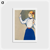アートポストカード-Woman holding umbrella - エドワード ペンフィールド Postcard.