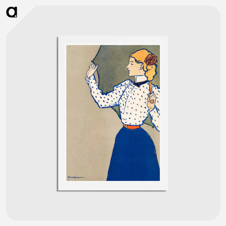 アートポストカード-Woman holding umbrella - エドワード ペンフィールド Postcard.