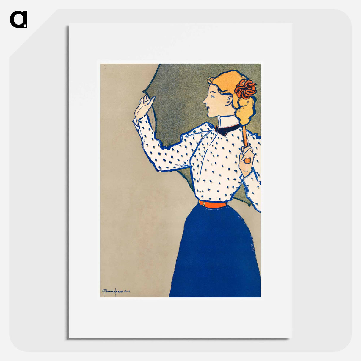 Woman holding umbrella - Edward Penfield Poster.