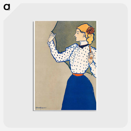 アートポストカード-Woman holding umbrella - エドワード ペンフィールド Postcard.