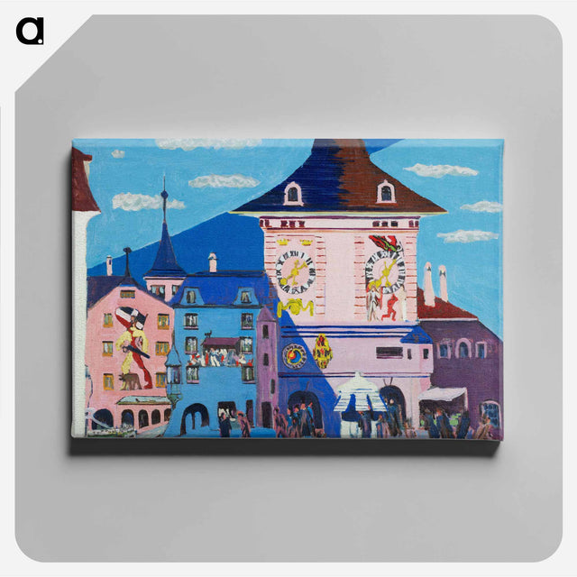アートパネル-Bern with Belltower - エルンスト ルートヴィヒ キルヒナー Canvas.