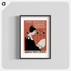 アートポスター-The Boston Sunday Herald vintage poster of a woman reading a newspaper in art nouveau style in high resolution by . Original from Library of Congress. Digitally enhanced by rawpixel. - エセル リード Poster.