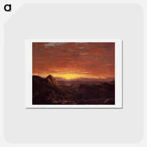 アートポストカード-Morning, Looking East over the Hudson Valley from Catskill Mountains - フレデリック エドウィン チャーチ Postcard.