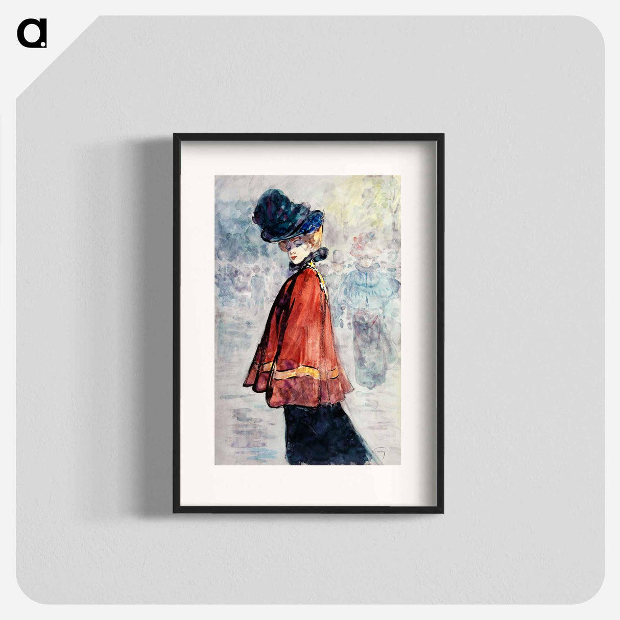 Elegant in red cape - アンリ ソム Poster.