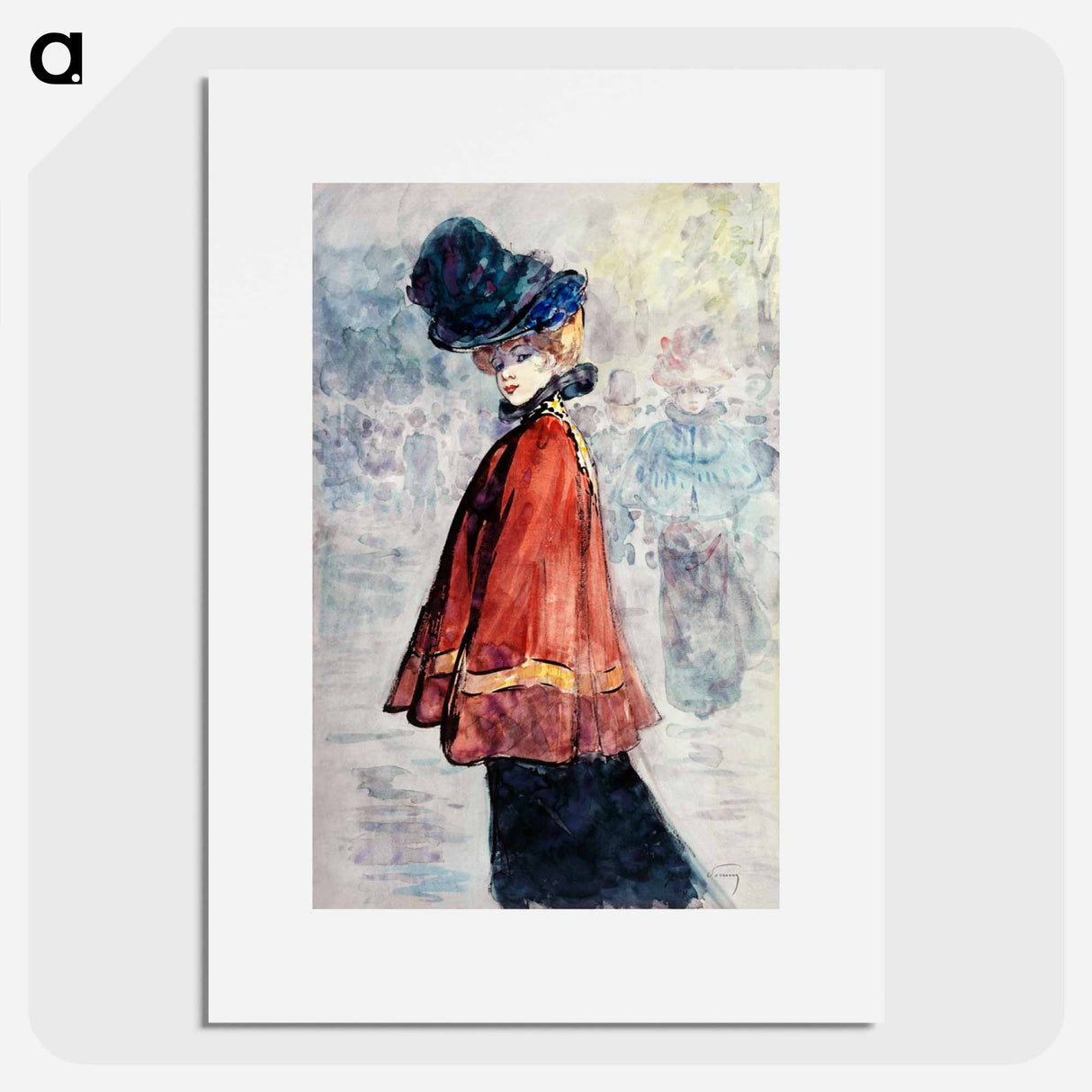 Elegant in red cape - アンリ ソム Poster.