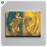 Two stylized female figures with clock in hand by Jan Toorop - Jan Toorop Canvas.