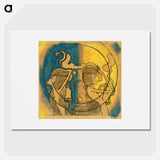 Two stylized female figures with clock in hand by Jan Toorop - Jan Toorop Poster.