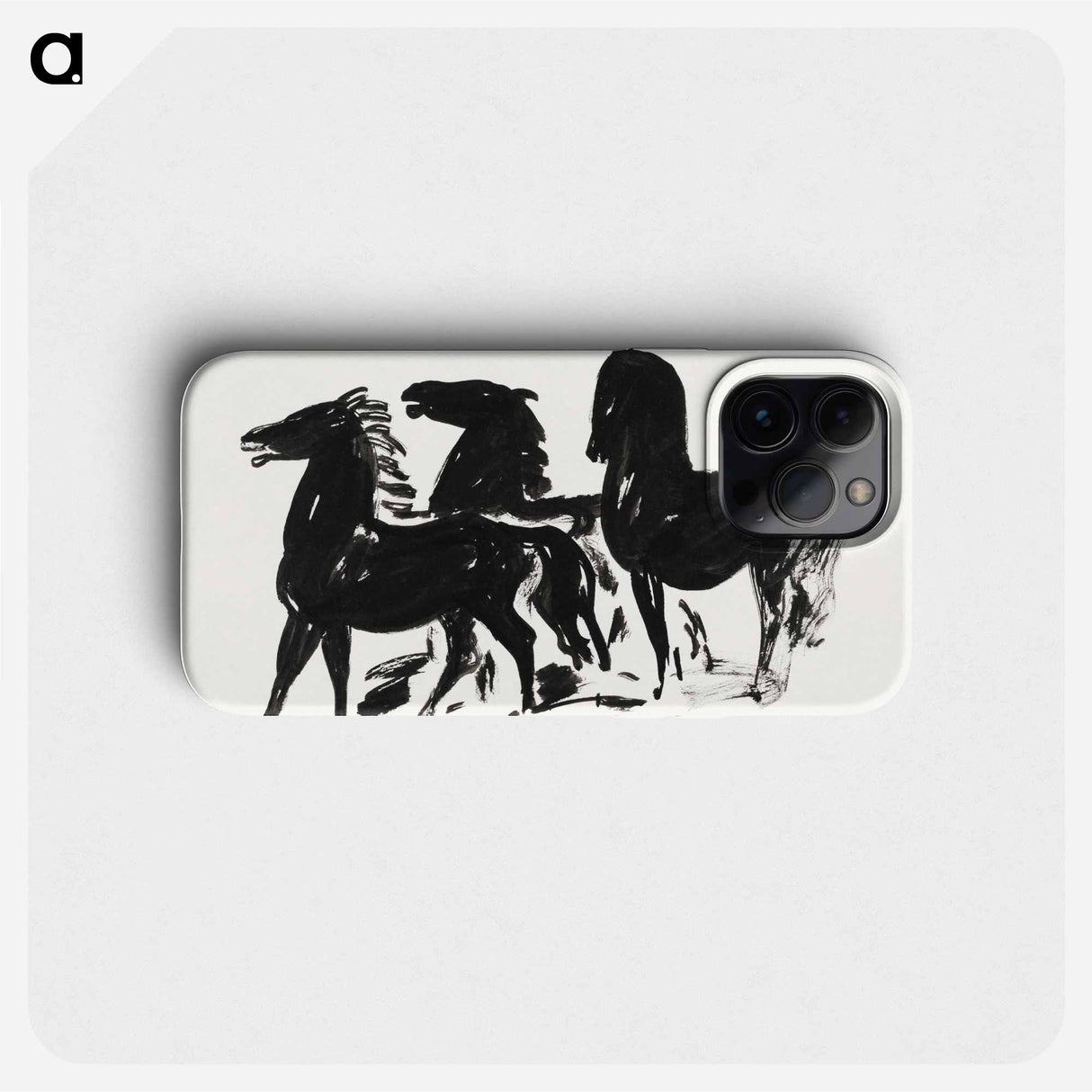 Drie zwarte paarden staand naar links kijkend - Leo Gestel Phone Case.