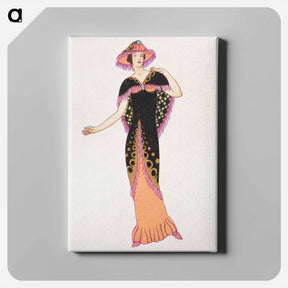 アートパネル-Woman in a black tubular dress - オットー フリードリヒ カール レンデッケ Canvas.
