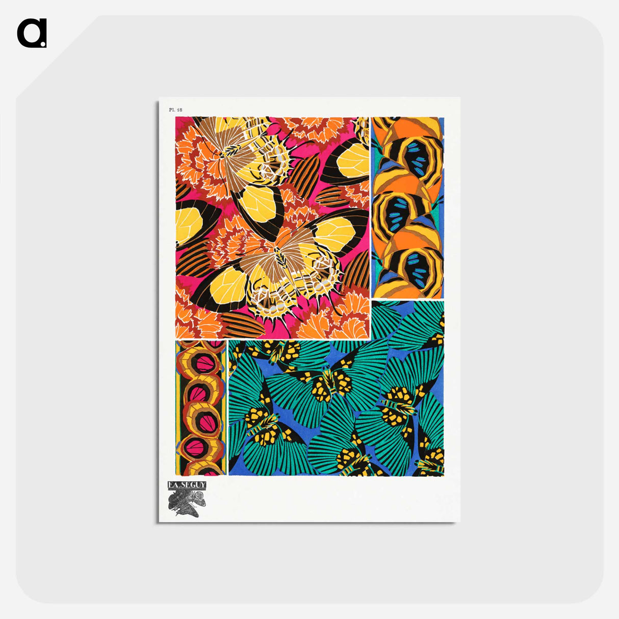 アートポストカード-Butterflies Pattern
 - パピヨン Postcard.