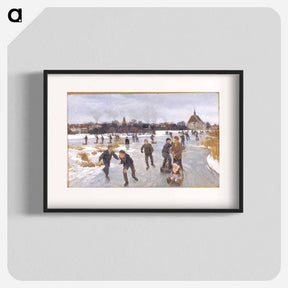 アートポスター-Children Skating Outside Fåborg
 - ピーター ハンセン Poster.