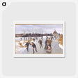 アートポストカード-Children Skating Outside Fåborg
 - ピーター ハンセン Postcard.