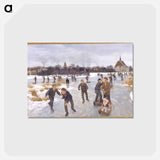 アートポストカード-Children Skating Outside Fåborg
 - ピーター ハンセン Postcard.