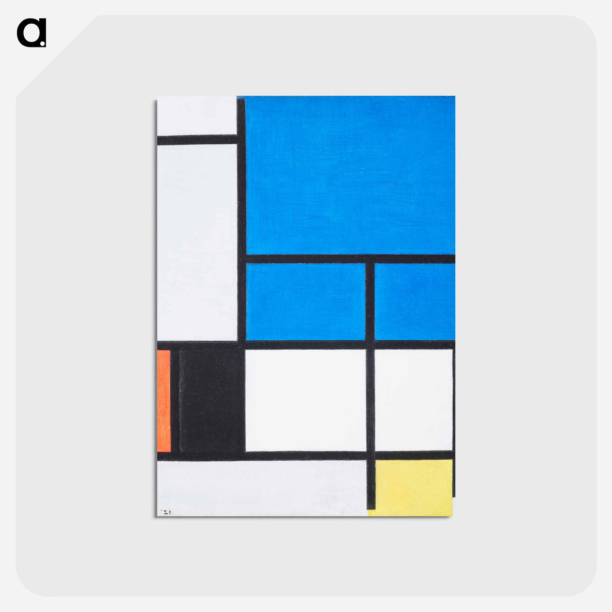 Composition with Large Blue Plane, Red, Black, Yellow, and Gray - ピエト モンドリアン Postcard.