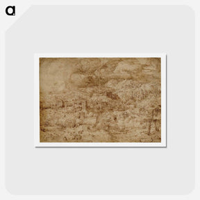 アートポストカード-Landscape with a fortified town - ピーター ブリューゲル Postcard.