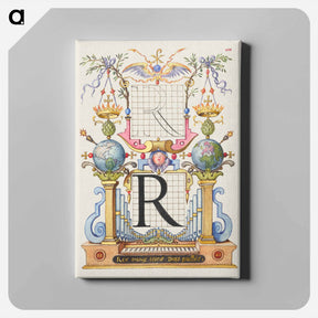 アートパネル-Guide for Constructing the Letter R from Mira Calligraphiae Monumenta
 - 書道のお手本 Canvas.