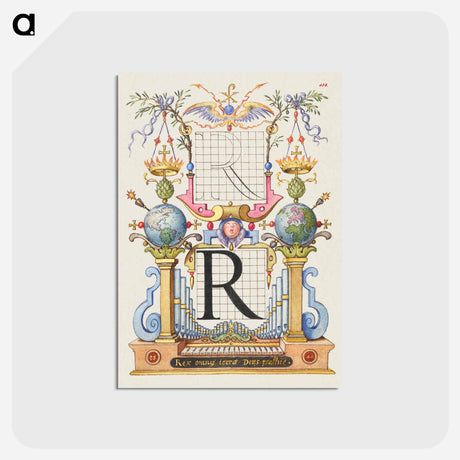 アートポストカード-Guide for Constructing the Letter R from Mira Calligraphiae Monumenta
 - 書道のお手本 Postcard.