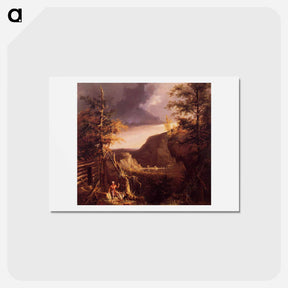アートポストカード-Daniel Boone Sitting at the Door of His Cabin on the Great Osage Lake - トーマス コール Postcard.