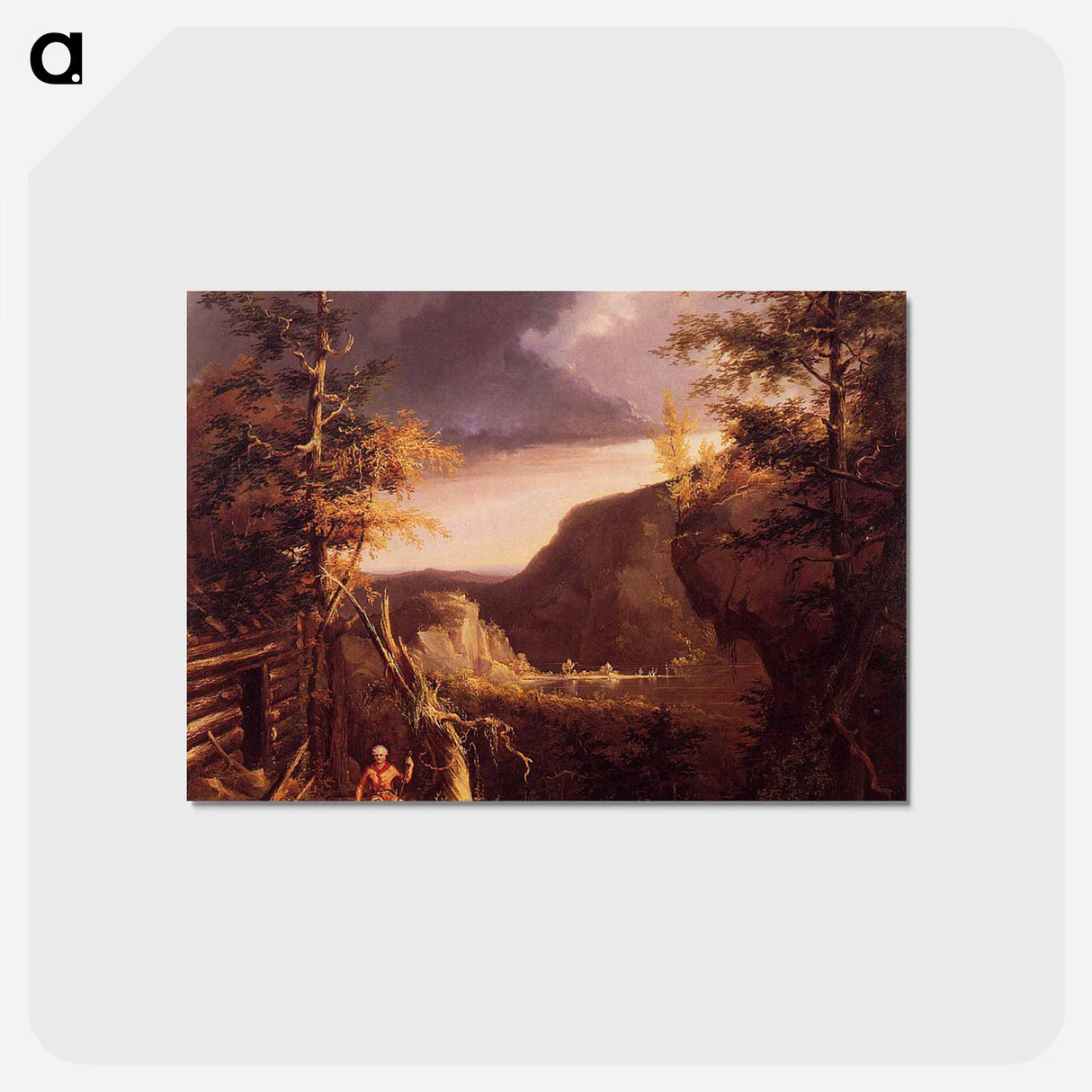 Daniel Boone Sitting at the Door of His Cabin on the Great Osage Lake - トーマス コール Postcard.