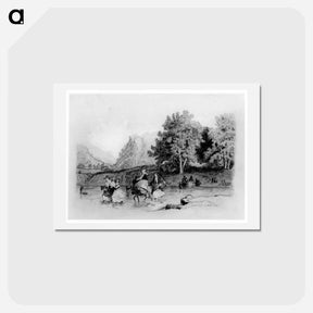 アートポストカード-Peasants Crossing a Stream - トーマス エイキンズ Postcard.