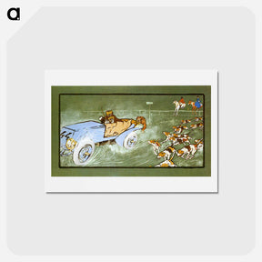 アートポストカード-Car and Hunting Fox - ウンベルト ボッチョーニ  Postcard.