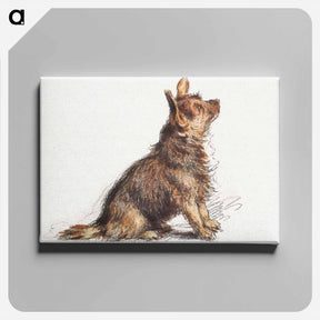 アートパネル-Aesthetic watercolor sitting Terrier - ウィリアム ヘンリー ハント Canvas.