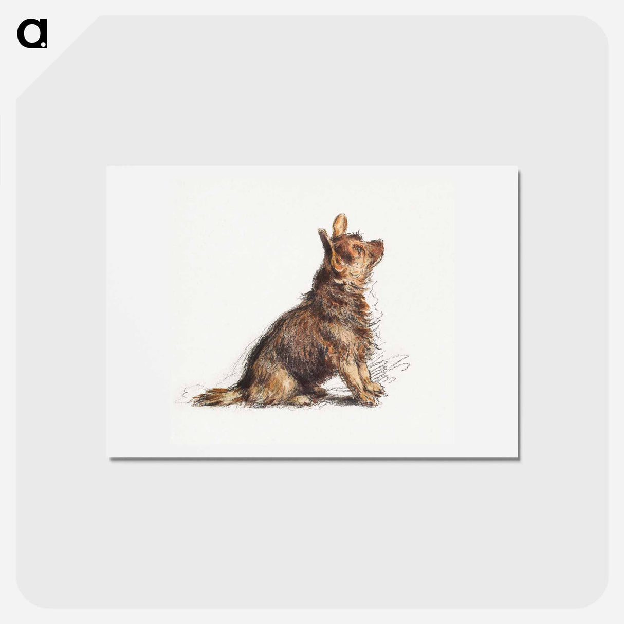 アートポストカード-Aesthetic watercolor sitting Terrier - ウィリアム ヘンリー ハント Postcard.