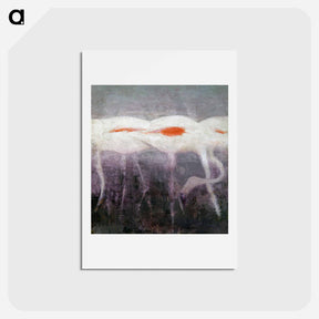アートポストカード-White Flamingoes - アボット ハンダーソン セイヤー Postcard.