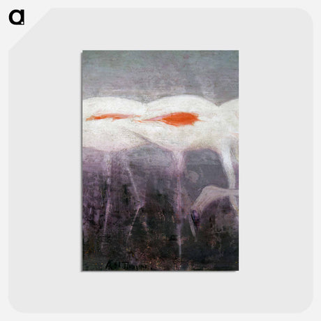 アートポストカード-White Flamingoes - アボット ハンダーソン セイヤー Postcard.