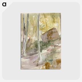 アートポストカード-Metsänsisusta, suuri kivi - アルバート エーデルフェルト Postcard.