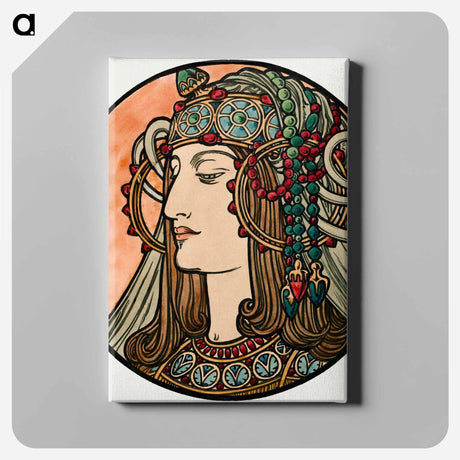 アートパネル-Stained glass window for the facade of the Fouquet boutique - アルフォンス ミュシャ Canvas.