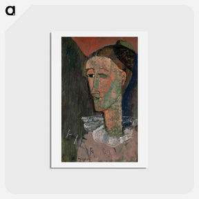 アートポストカード-Self-Portrait as Pierrot - アメデオ モディリアーニ Postcard.
