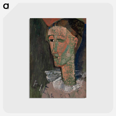 アートポストカード-Self-Portrait as Pierrot - アメデオ モディリアーニ Postcard.