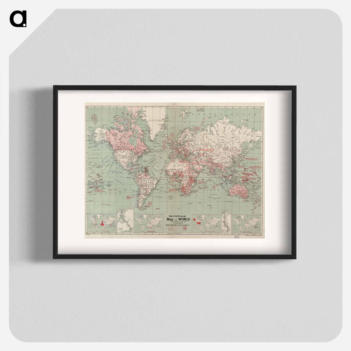 The Daily Telegraph map of the world on Mercator's projection - アンティーク地図 Poster.
