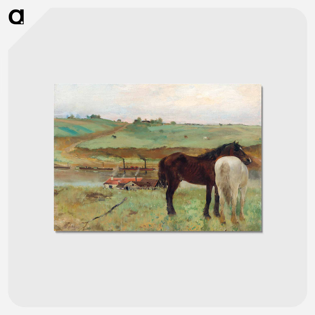 アートポストカード-Horse in a Meadow - エドガー ドガ Postcard.