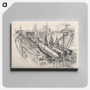 アートパネル-Submarines in Dry Dock
 - ジョセフ ペネル Canvas.