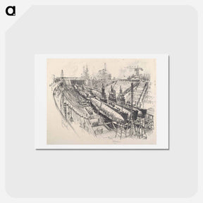 アートポストカード-Submarines in Dry Dock
 - ジョセフ ペネル Postcard.