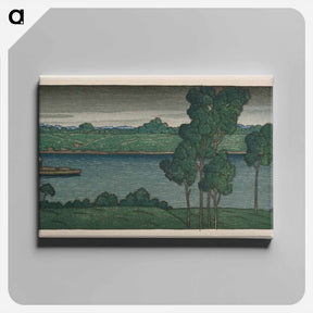 アートパネル-Furukawa Embankment at Dusk (Kure yuku Furukawa-zutsumi) - 川瀬 巴水 Canvas.