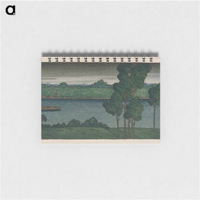 アートメモ帳-Furukawa Embankment at Dusk (Kure yuku Furukawa-zutsumi) - 川瀬 巴水 Memo.