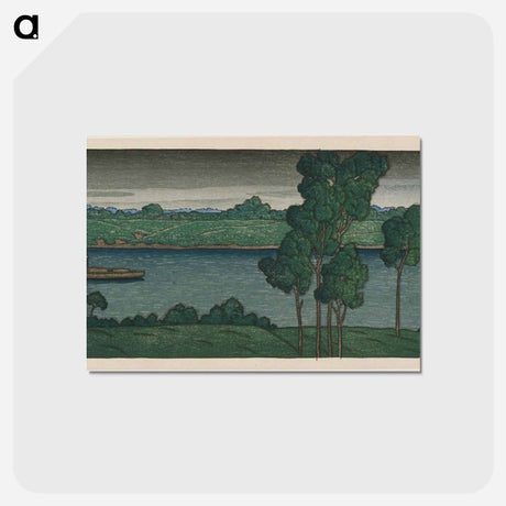 アートポストカード-Furukawa Embankment at Dusk (Kure yuku Furukawa-zutsumi) - 川瀬 巴水 Postcard.