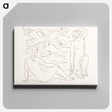 Schetsblad met naakt zwemmende vrouwen aan het strand by Leo Gestel - レオ ゲステル Canvas.