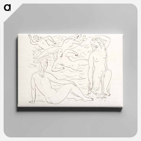 アートパネル-Schetsblad met naakt zwemmende vrouwen aan het strand by Leo Gestel - レオ ヘステル Canvas.