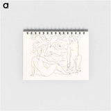 Schetsblad met naakt zwemmende vrouwen aan het strand by Leo Gestel - レオ ヘステル Memo.