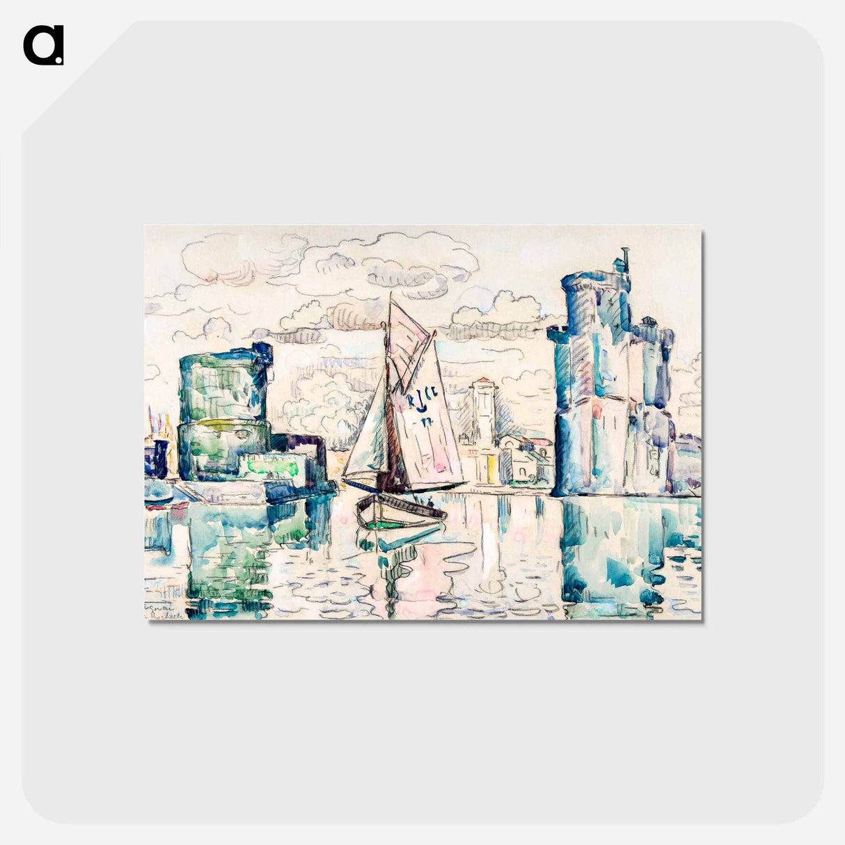 アートポストカード-Entrance to the Harbor of La Rochelle - ポール シニャック Postcard.