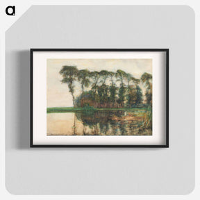 アートポスター-Farmstead along the water screened by nine tall trees - ピエト モンドリアン Poster.