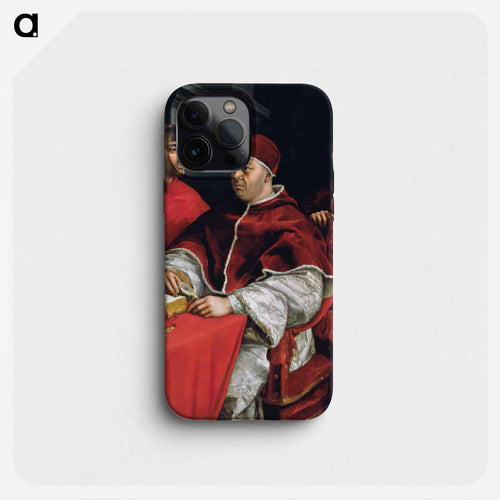Portrait of Pope Leo X and his cousins, cardinals Giulio de' Medici and Luigi de' Rossi - ラファエロ サンティ Phone Case.