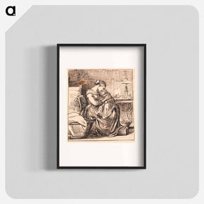 アートポスター-Mother with sleeping child on her lap in bedroom - ヴィルヘルム マーストランド Poster.