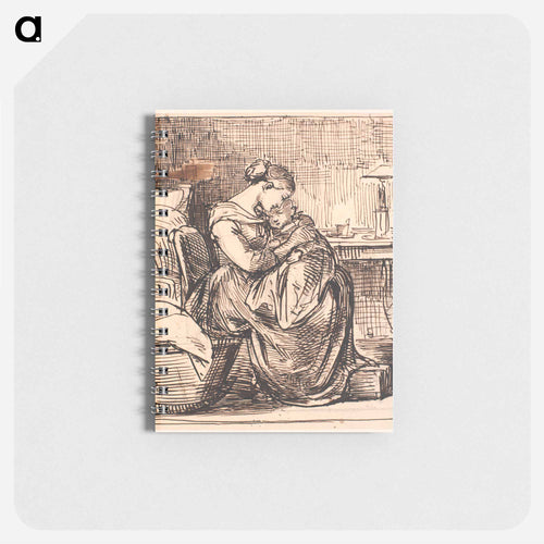 Mother with sleeping child on her lap in bedroom - Wilhelm Marstrand Memo.